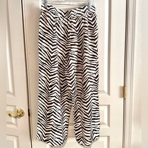Tahari animal print linen pants